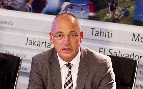 Fonterra chief executive Theo Spierings attends a press conference in Auckland, New Zealand on Wednesday. Photo: AP