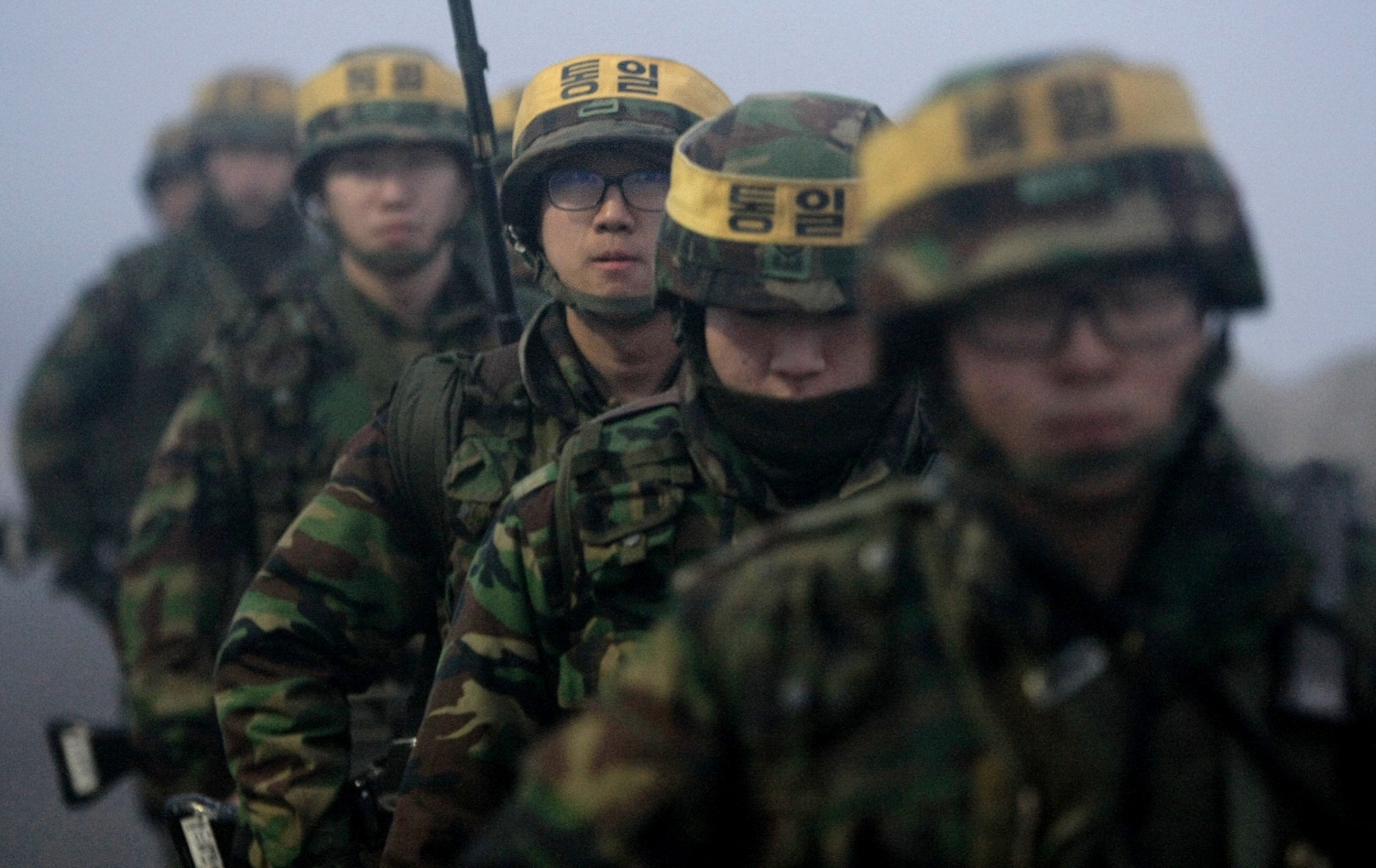South Korean marines patrol along on Yeonpyeong island, South Korea. South Korea and the United States on Saturday said they would launch an annual military exercise later this month. Photo: AP