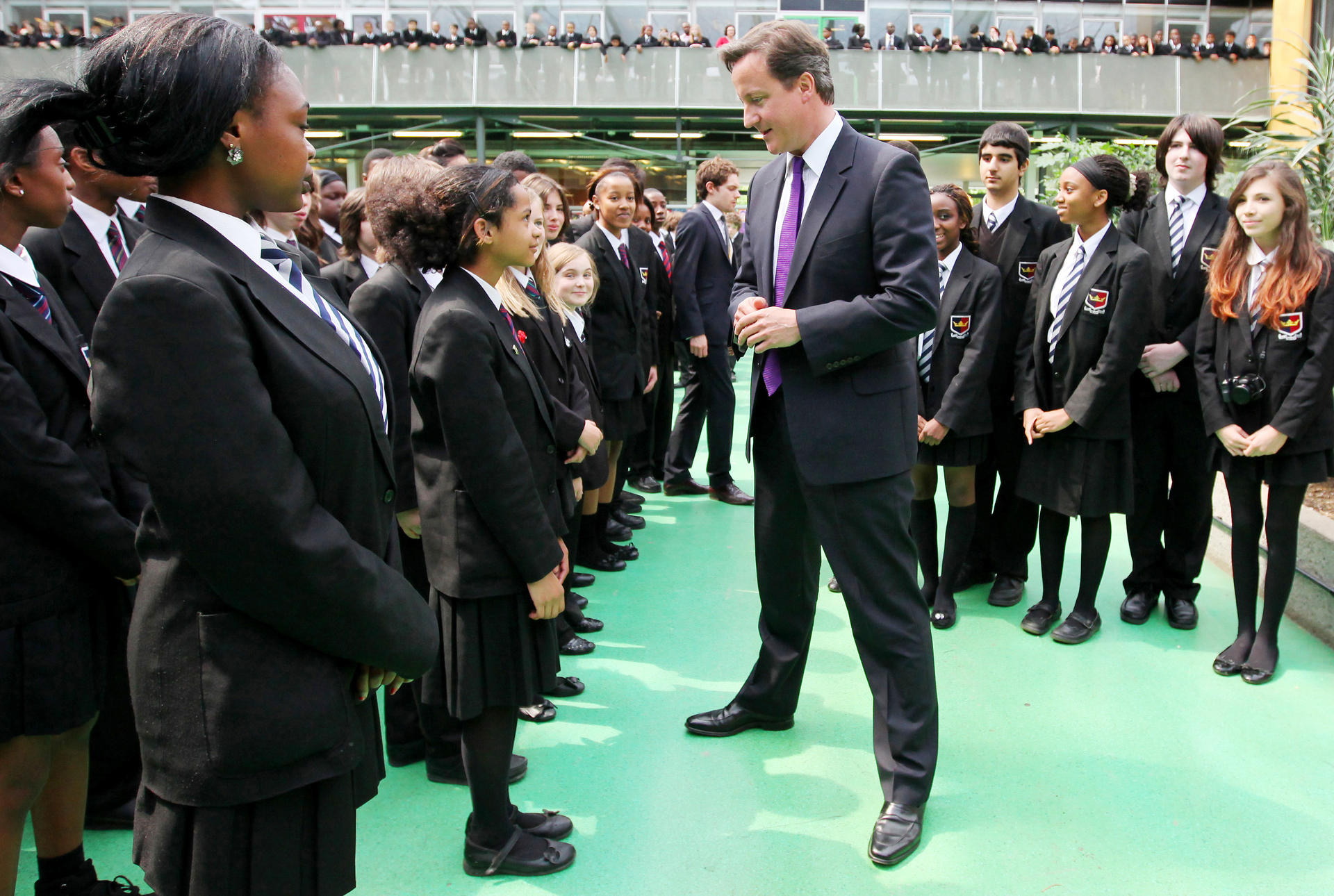 British Prime Minister David Cameron visits Kingsdale in 2011. The London school is accused of exam malpractice. Photo: AFP