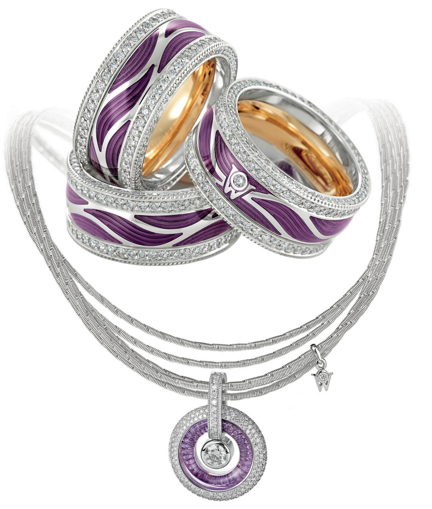 Lady luxe The Germans are not known for their fine jewellery but an exception is the family-run Wellendorff brand, which, for its 120th anniversary, has delved deep into the history books to bring us this limited-edition range of incredibly detailed, opulent pieces, including the Amulet of Harmony (below right; HK$617,000) and the Magic of Harmony ring (above right; HK$255,000). The necklace features a meticulously cut transparent ring of amethyst inside a pedant set with pavé diamonds. Wellendorff is in IFC Mall, Central, tel: 2540 1028.