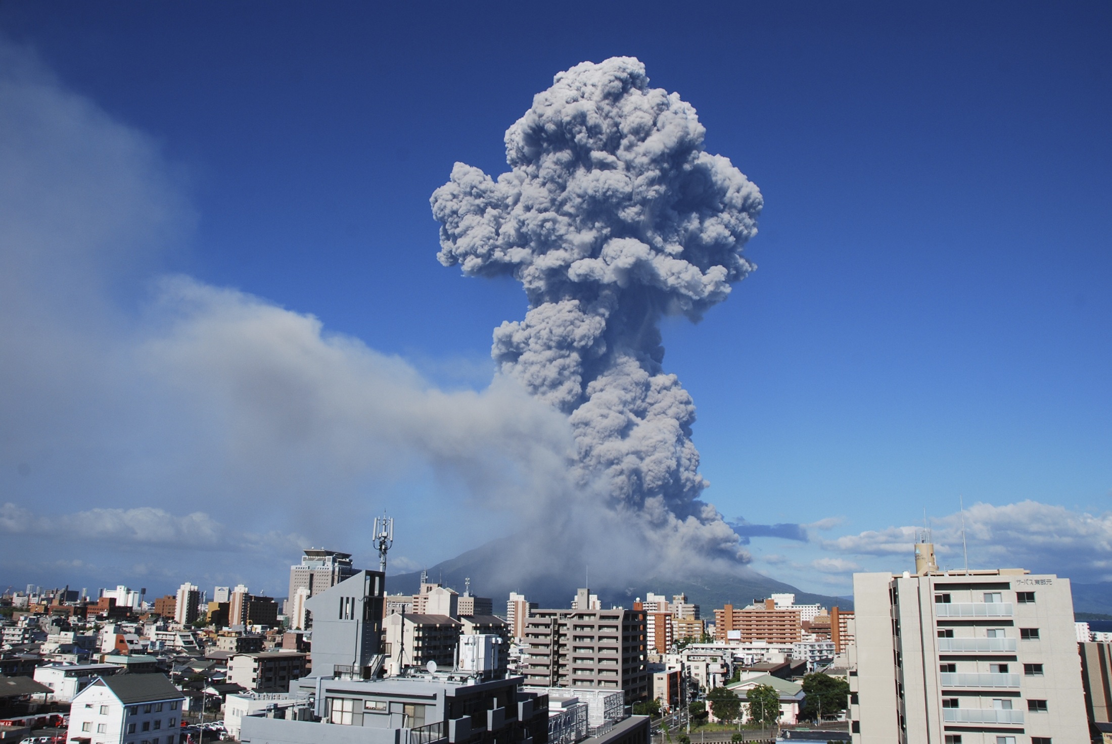 Smoke rises after an eruption of Mount Sakurajima in Kagoshima. Photo: Reuters