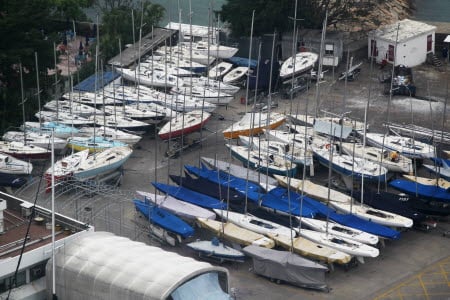 Many yachts have been moved into dry dock at the Royal Hong Kong Yacht Club. Photo: K. Y. Cheng