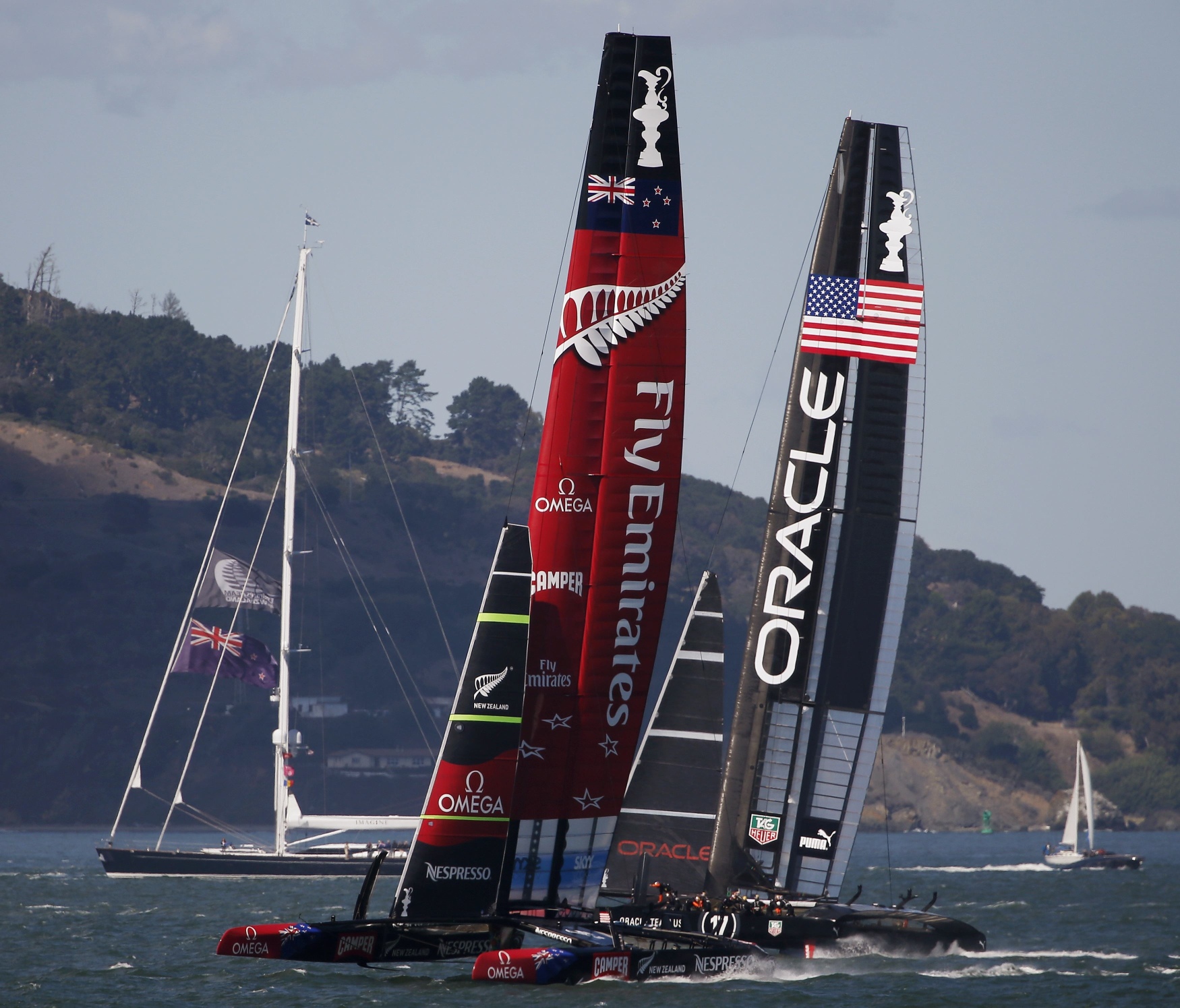 Emirates Team New Zealand sails against Oracle Team USA. New Zealand has ruled out any legal challenge to Oracle. Photo: Reuters
