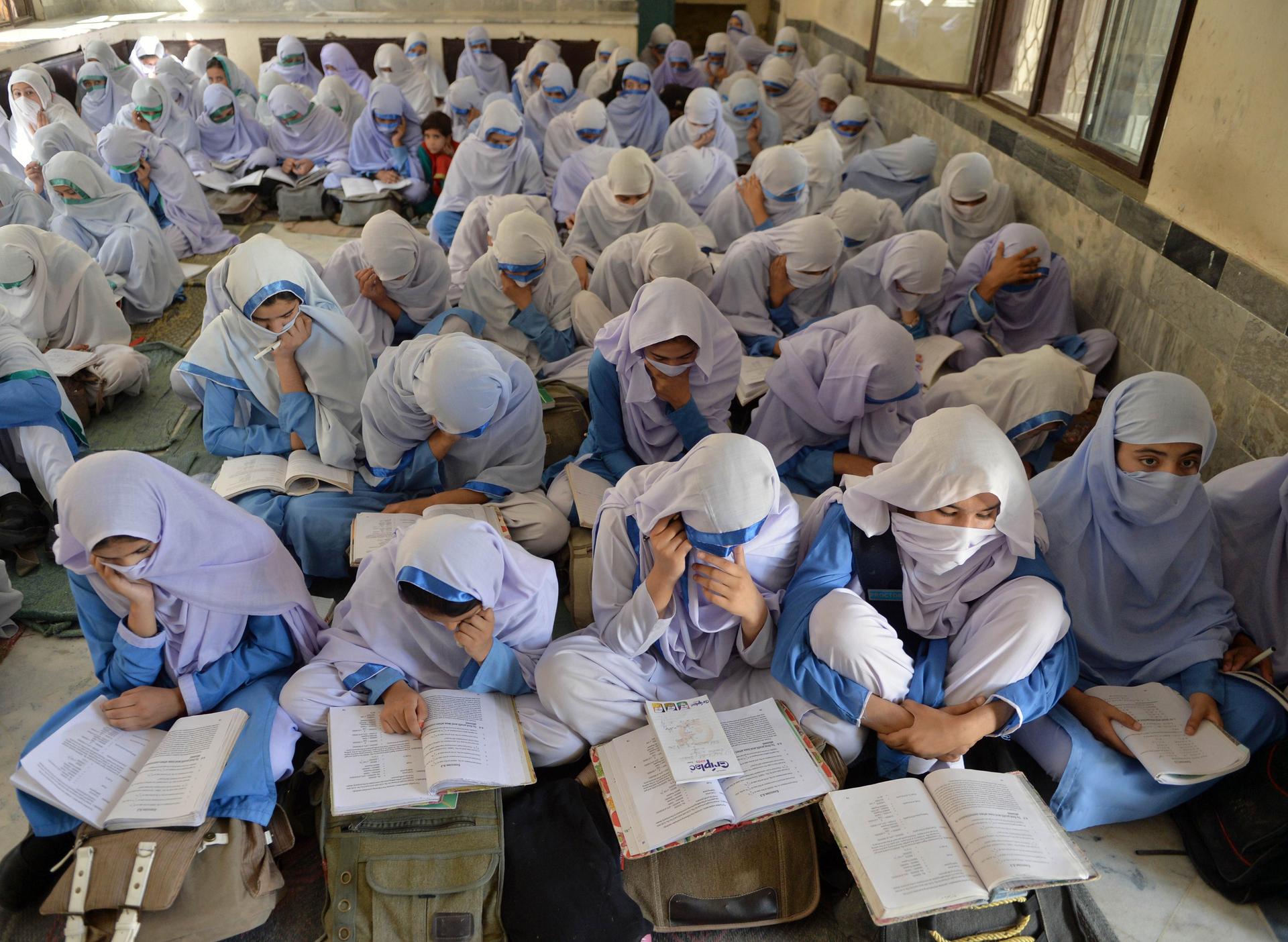 Girls at school in Mingora, capital of Swat Valley. Malala Yousafzai was shot for championing education for girls. Photo: AFP