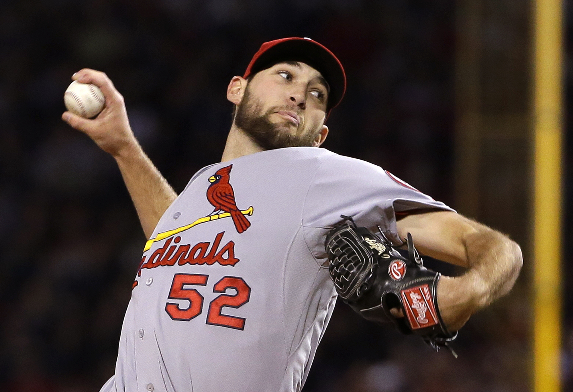 St Louis Cardinals starting pitcher Michael Wacha has improved to 4-0 in the postseason. Photo: AP