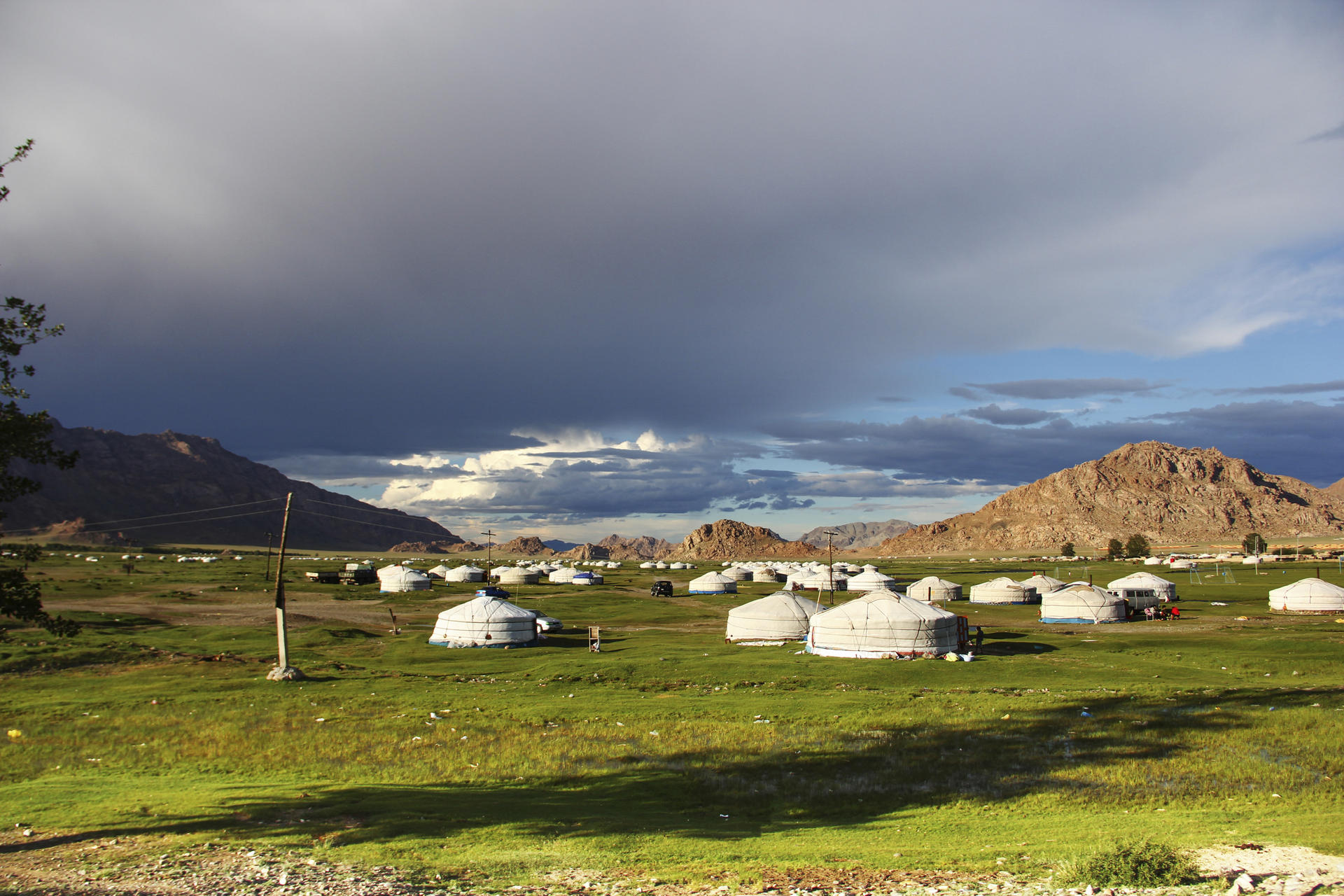 A nomadic community set up on the fringes of Khovd, western Mongolia.
