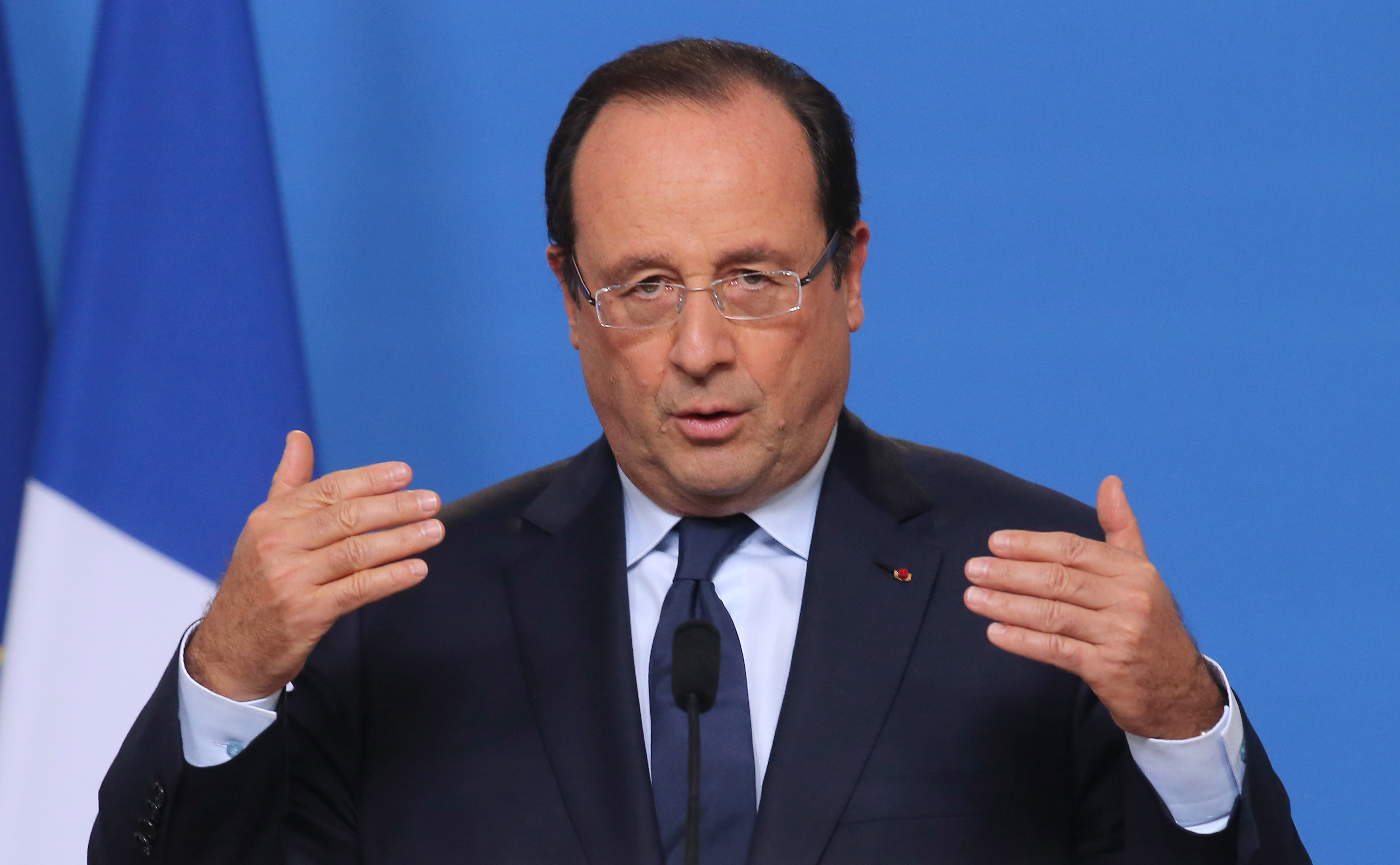 French President Francois Hollande held an emergency meeting on the abduction and killing of the journalists. Photo: AP
