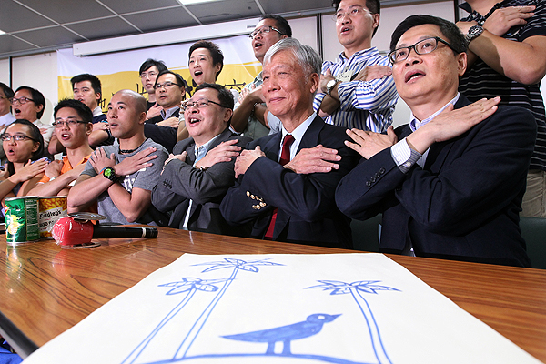 Occupy Central movement founders Benny Tai Yiu-ting (centre), the Reverend Chu Yiu-ming (second right) and Chan Kin-man (right). Photo: Felix Wong