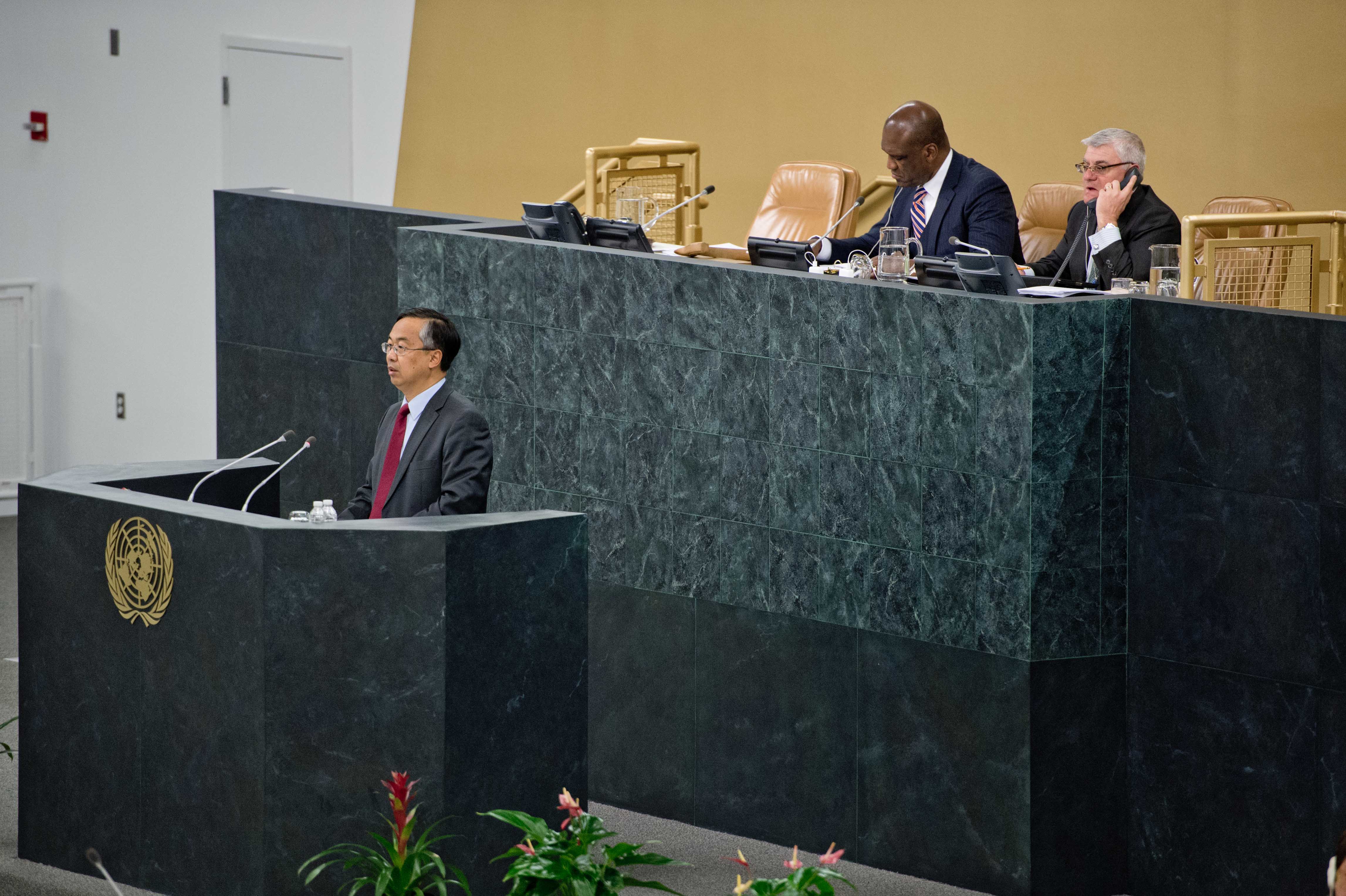 Wang Min, (left) China's deputy permanent representative to the United Nations. Photo: Xinhua