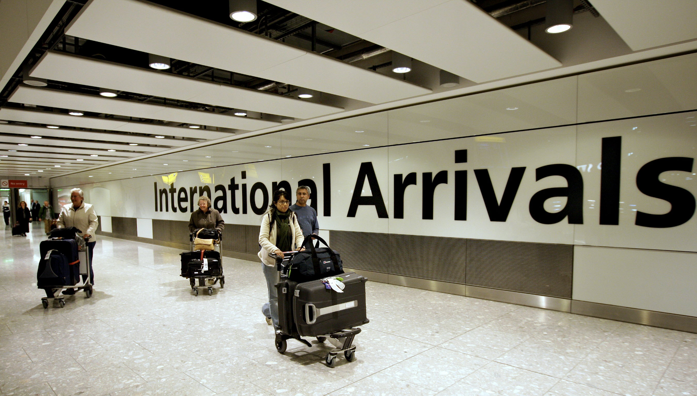 The arrivals hall at Terminal 5 of Heathrow airport in London. Photo: AFP