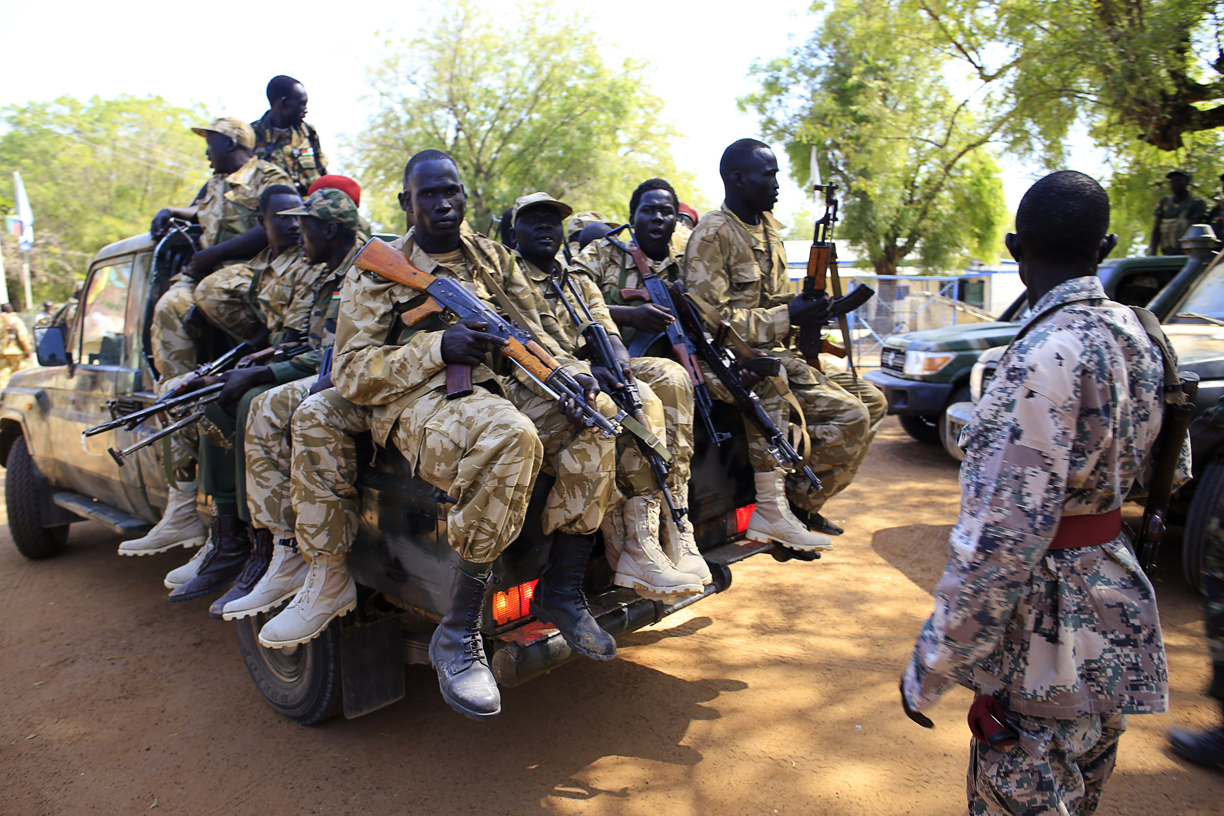 South Sudanese army soldiers on a truck in Bor. Photo: Reuters 