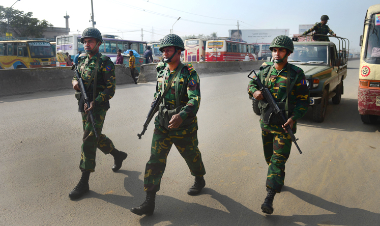 Bangladesh has deployed tens of thousands of troops across the country ahead of the elections. Photo: AFP
