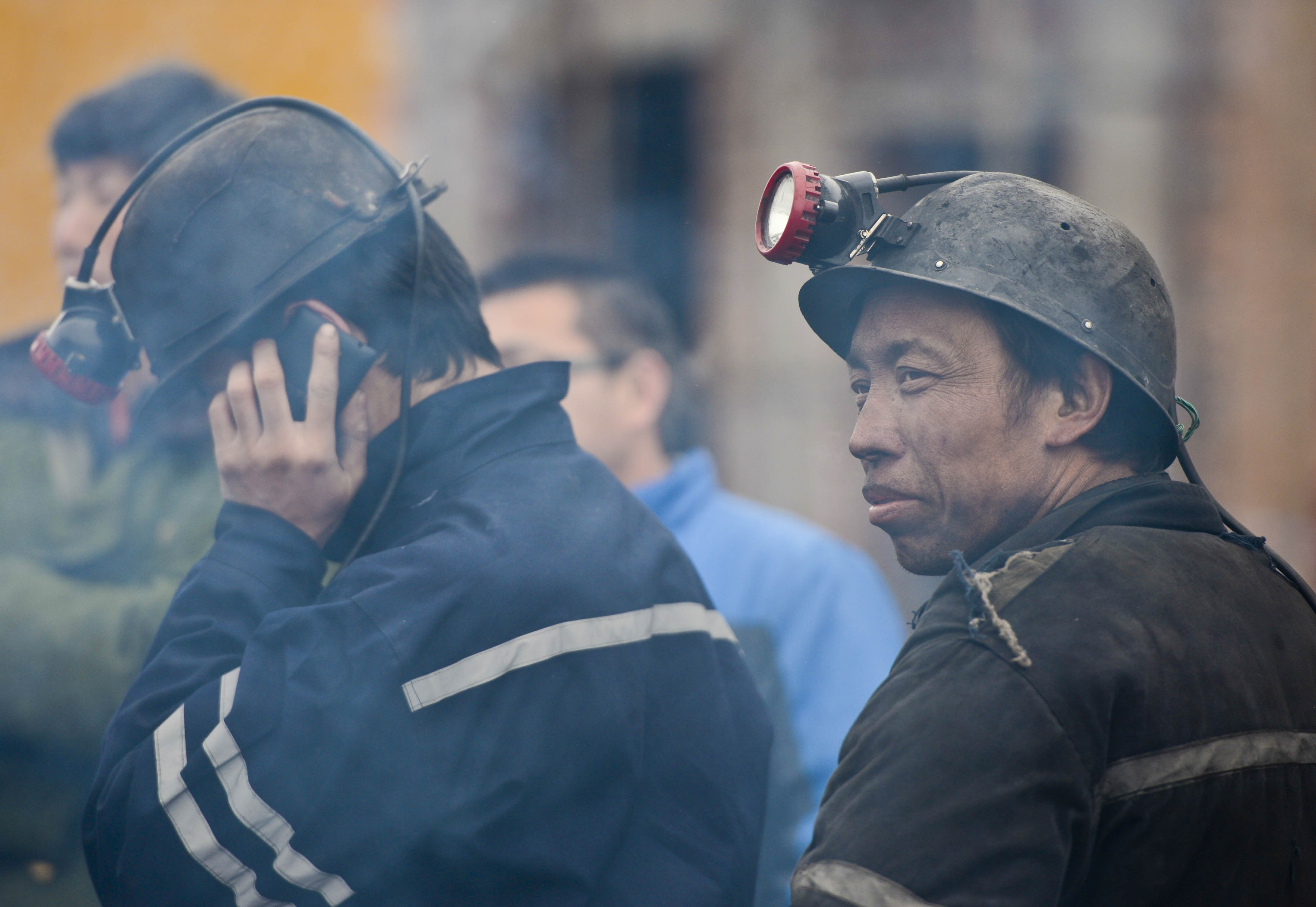 Coal miners at the site of a gas explosion in Xinjiang that killed 22. Photo: Xinhua