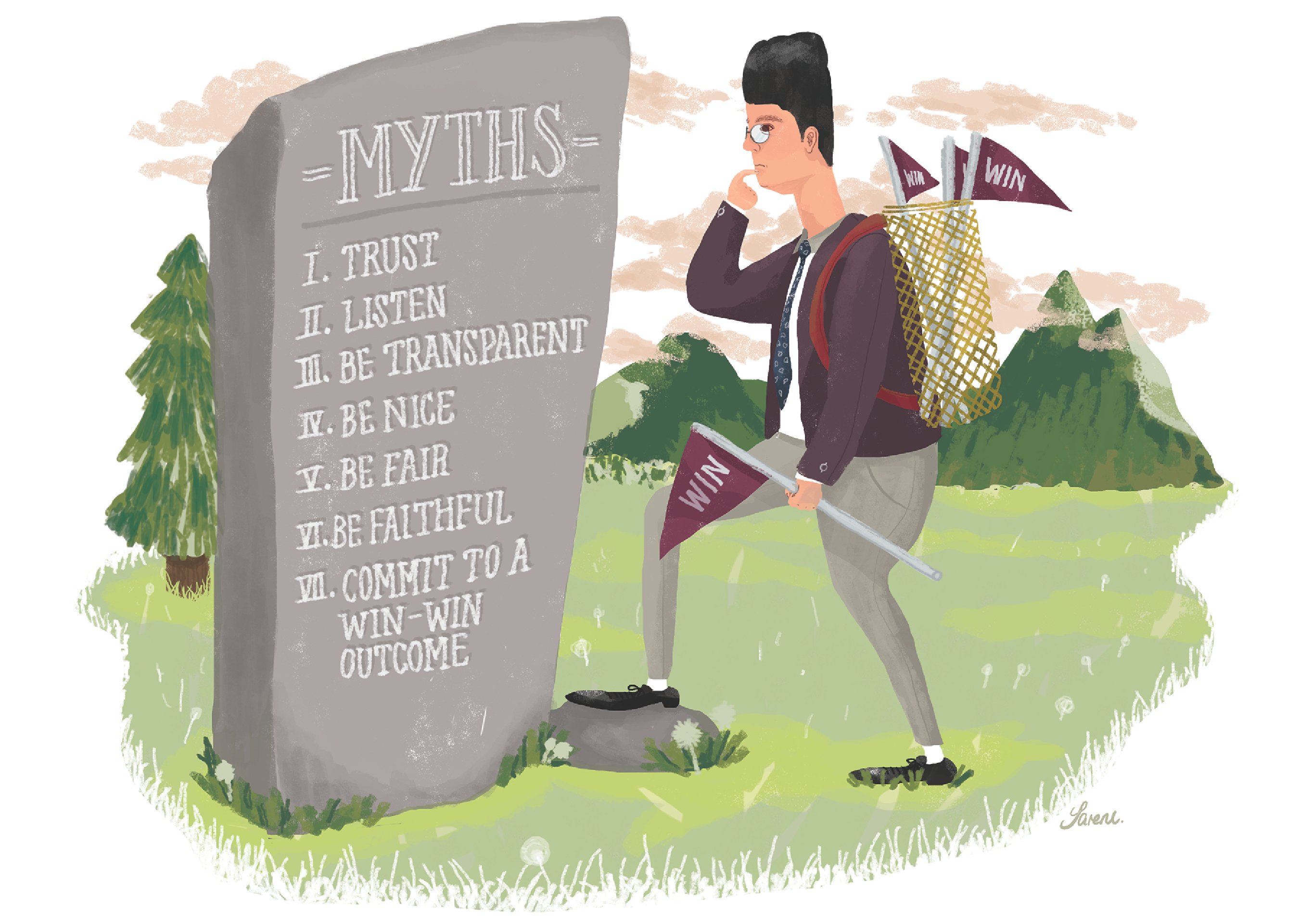 Relying on myths could weaken the position of a  negotiator seeking a win-win outcome. Illustration: Sarene Chan