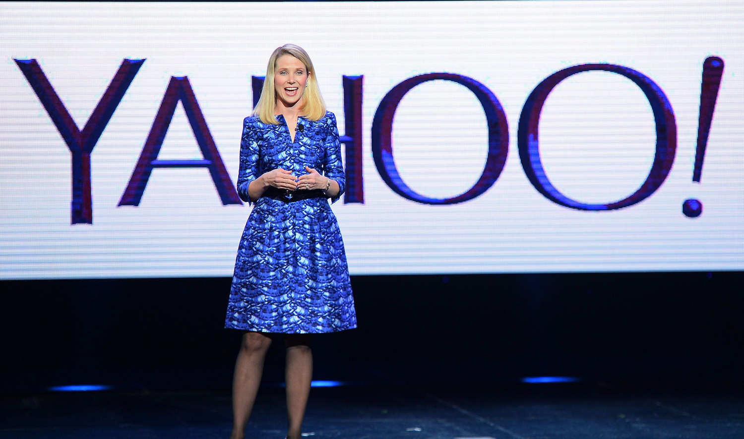 Yahoo! President and CEO Marissa Mayer delivers a keynote address in Las Vegas. Photo: AFP