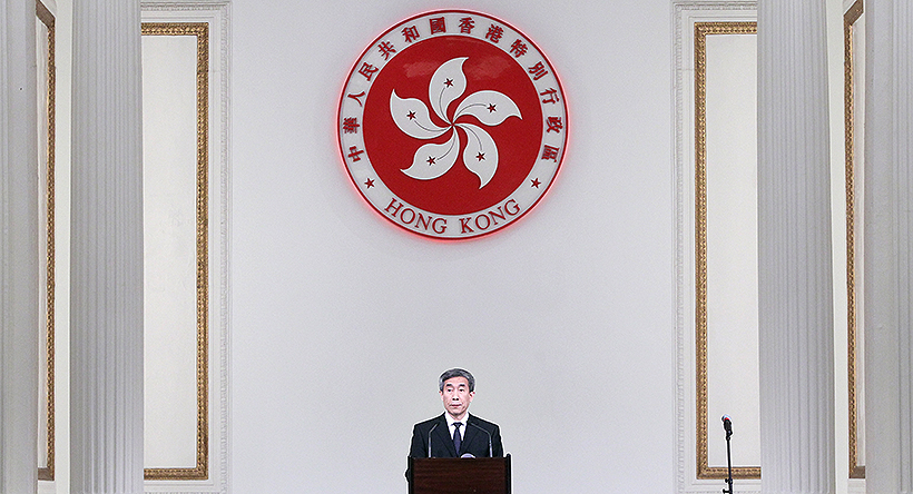 Basic Law Committee chairman Li Fei speaks in a luncheon with lawmakers and officials in Government House, Central. Photo: Sam Tsang