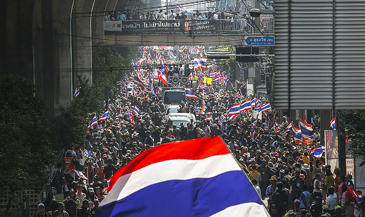 Anti-government protesters take part in a rally in central Bangkok. Photo: Reuters