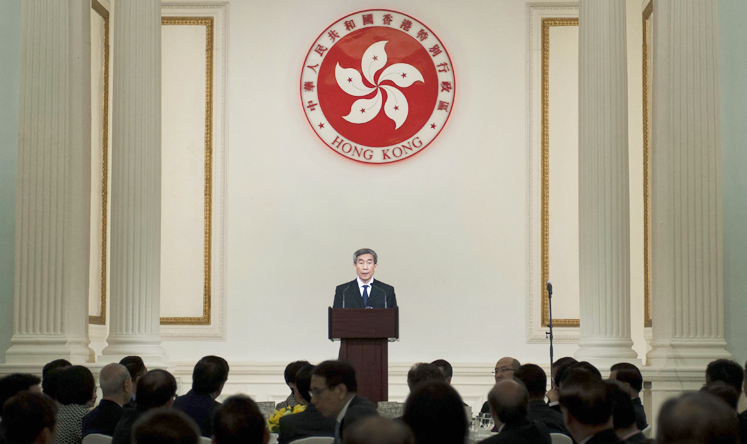 Basic Law Committee chairman Li Fei addresses officials at a Government House lunch. Photo: Sam Tsang