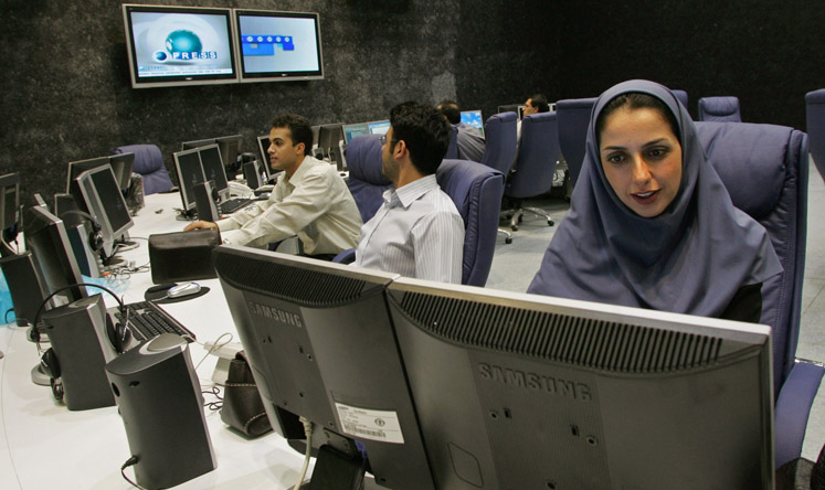 Iranians at work in the studios of the state broadcaster in this file image. Photo: AFP