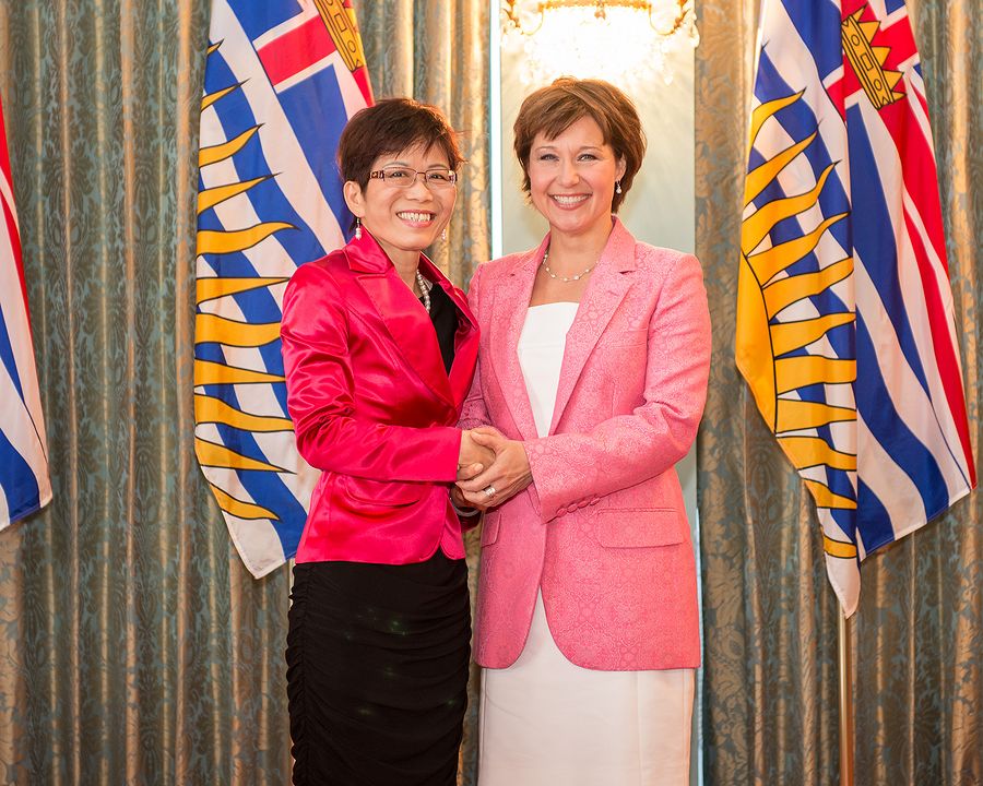 Teresa Wat (left), British Columbia's minister of international trade, and Christy Clark, British Columbia's premier