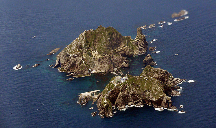 Disputed islets in the East China Sea called Dokdo in Korean and Takeshima in Japanese. Photo: AP