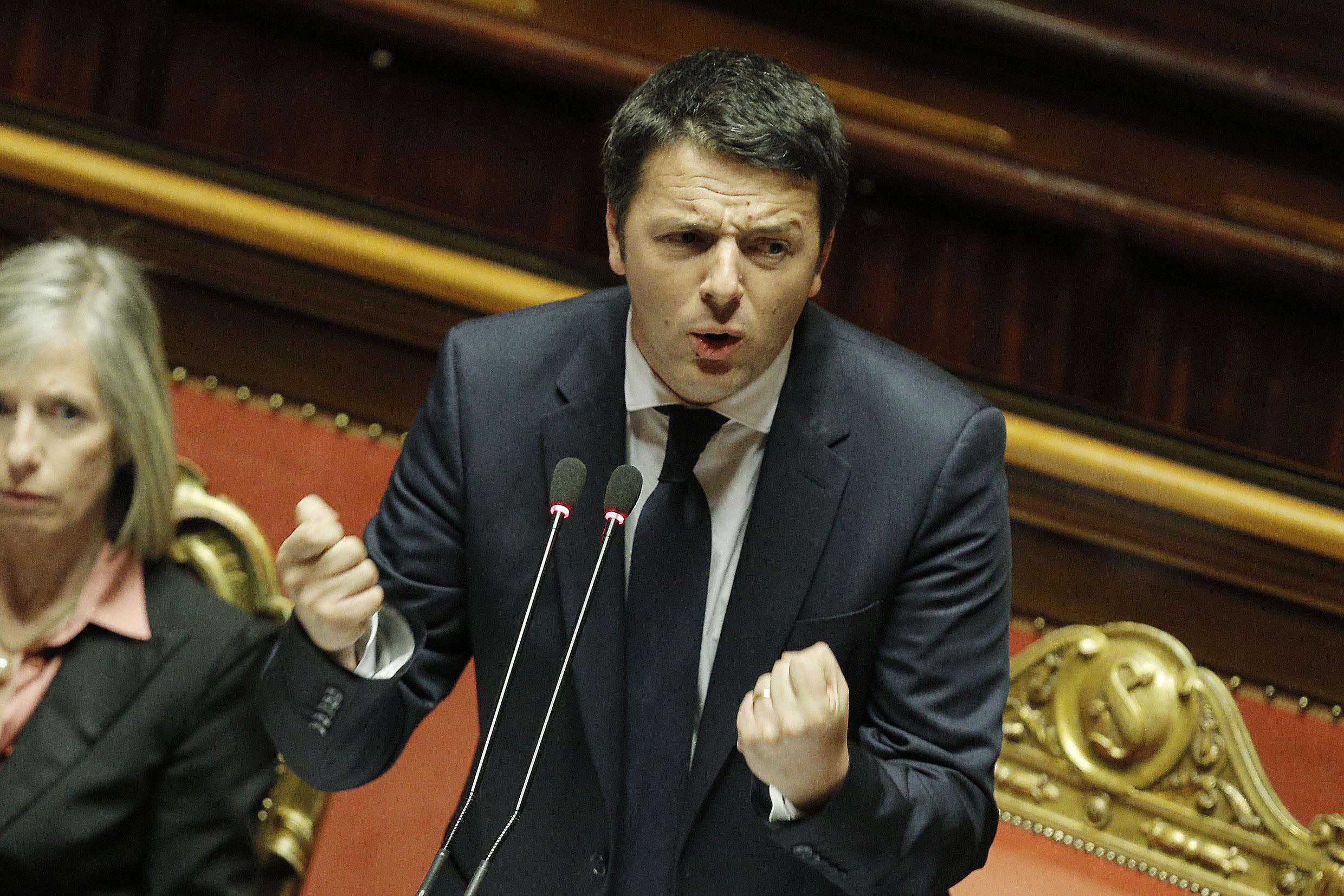 Italian Prime Minister Matteo Renzi speaks at the Senate in Rome. Photo: EPA
