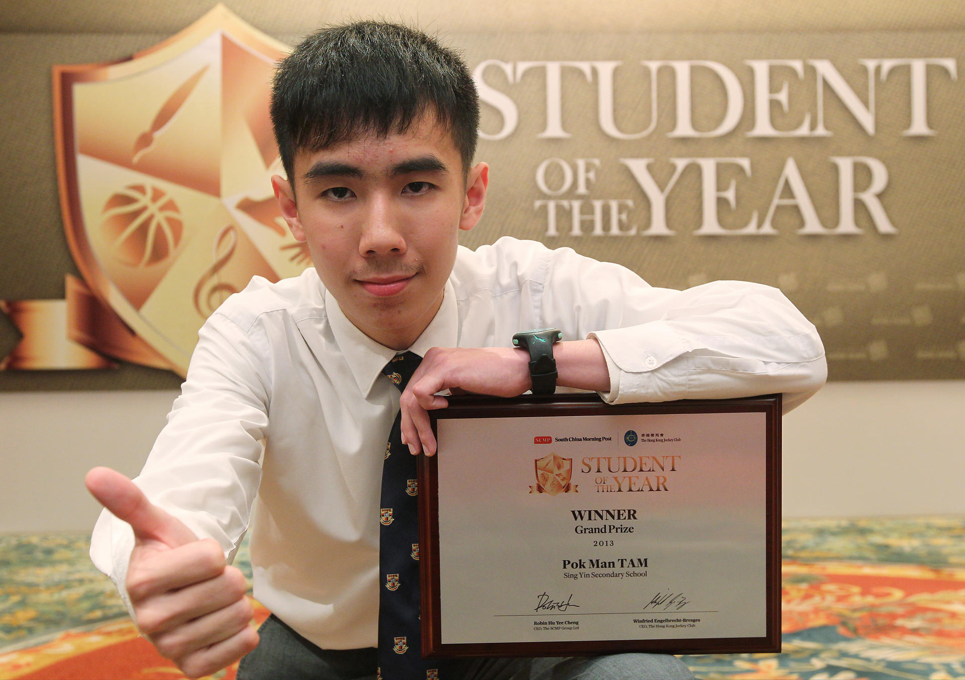 Outstanding student Tam Pok-man. Photo: Edward Wong