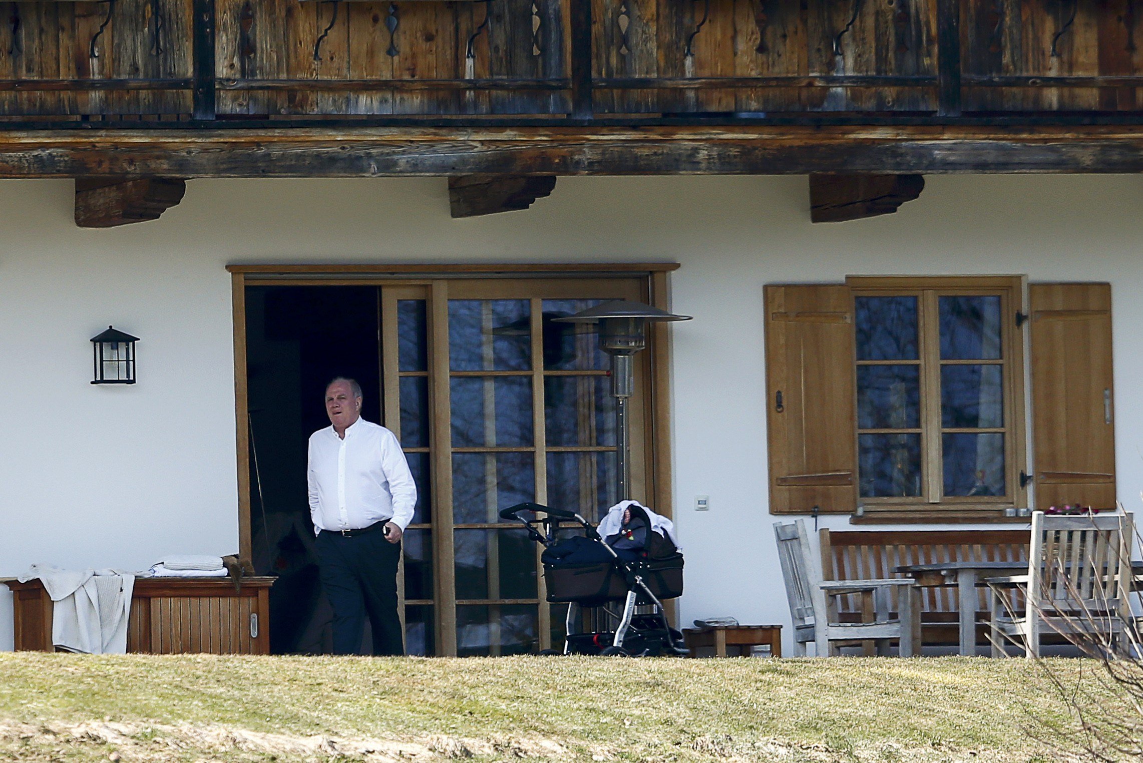 Uli Hoeness, who has resigned as president and chairman of Bayern Munich, outside his house in the Bavarian town of Bad Wiessee. Photo: Reuters 