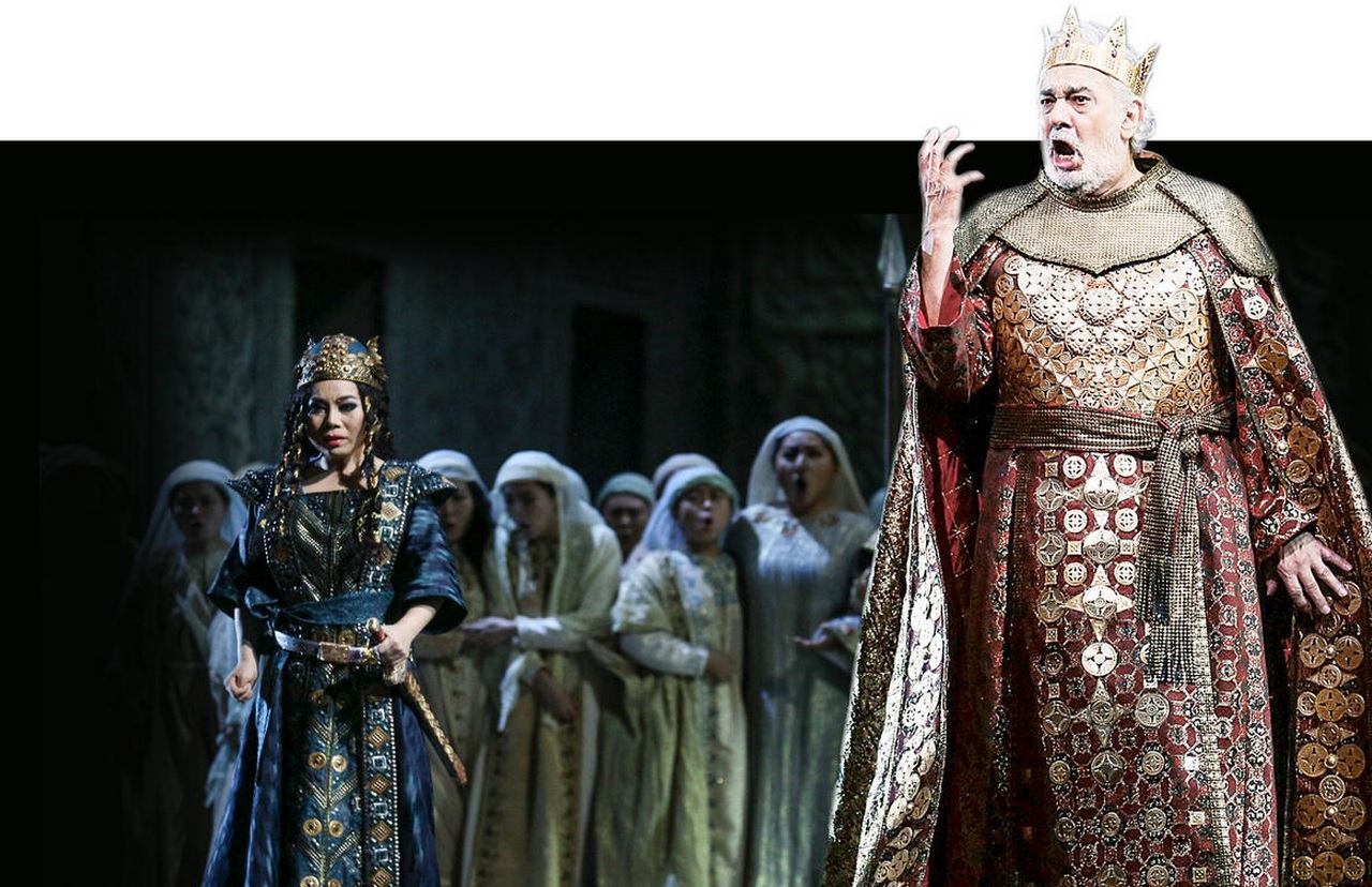 Spanish tenor Plácido Domingo in Verdi's Nabucco, which, along with Un Ballo in Maschera, was filmed in high definition.