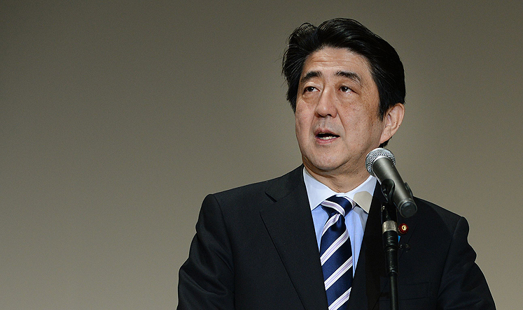 Japanese Prime Minister Shinzo Abe speaks in Tokyo on Wednesday. Photo: AFP
