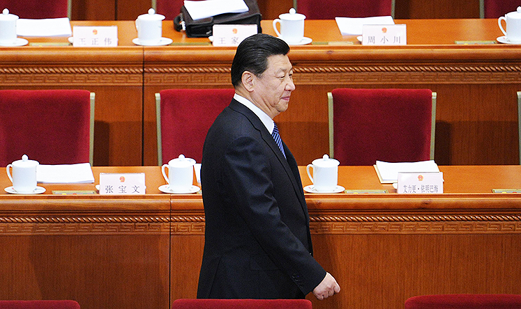 Chinese President Xi Jinping attends the 12th National People's Congress in Beijing in March. China has banned delegates tfrom holding banquets, as the government tries to improve its image following regular corruption scandals. Photo: AFP