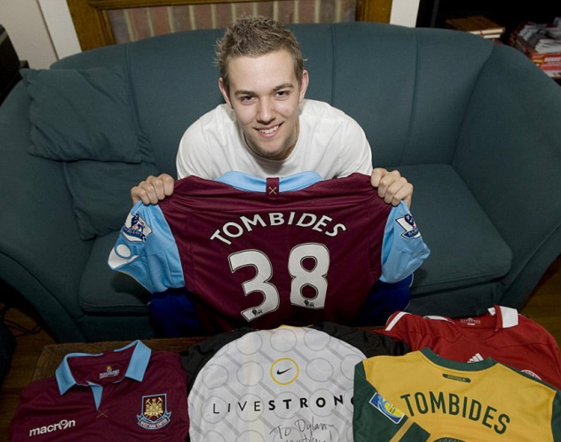 Tombides with his West Ham shirt. Photo: SMP