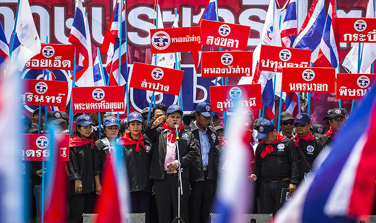 Red Shirt supporters of Prime Minister Yingluck Shinawatra rally in Nakhon Ratchasima, northeast Thailand, on Monday. Photo: Reuters