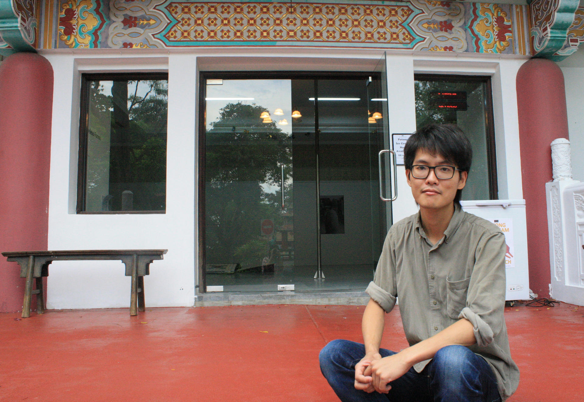 Artist-curator Chun Kai Qun at Latent Spaces in Haw Par Villa.
