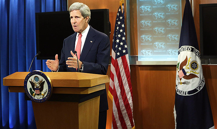 US Secretary of State John Kerry makes a statement on the Ukraine crisis in Washington. Photo: AFP