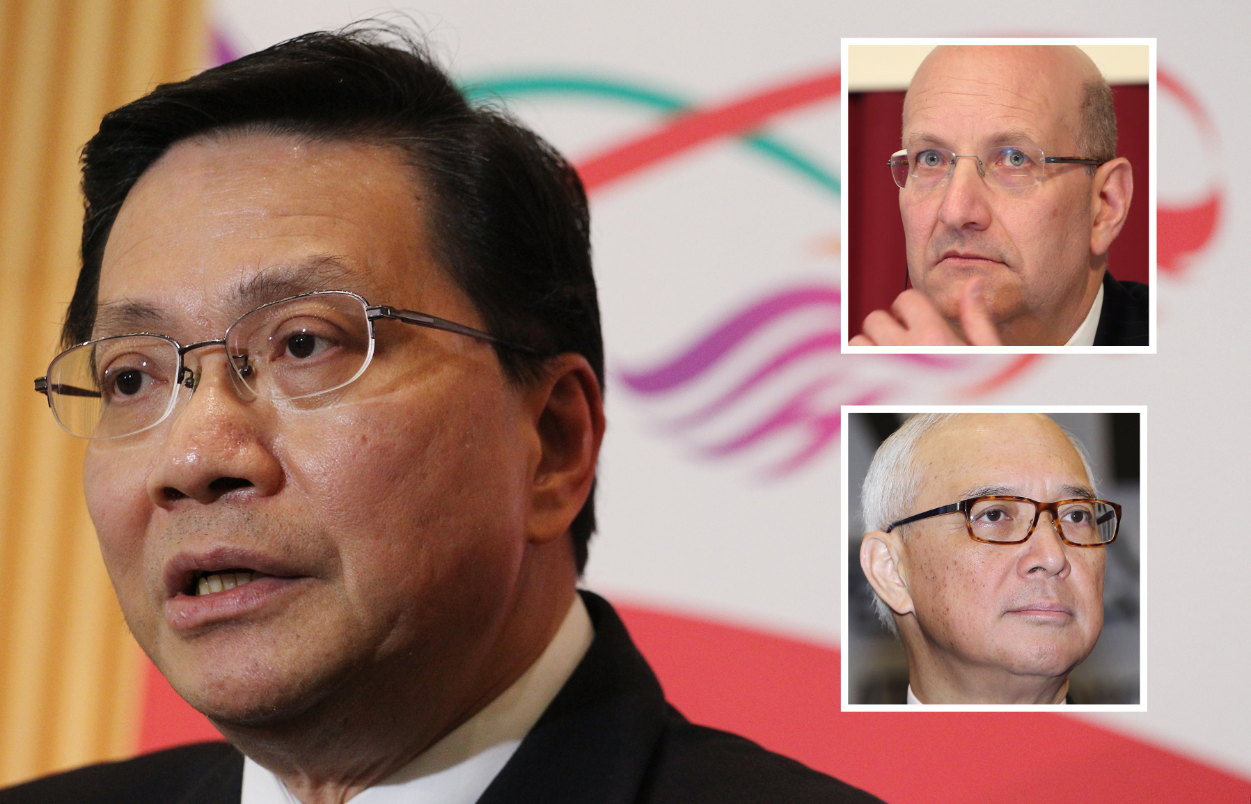 Transport minister,Professor Anthony Cheung Bing-leung, (main picture) MTR CEO Jay Walder (top inset) and chairman Dr Raymond Chien Kuo-fung each apologised to the Legislative Council today. Photos: SCMP pictures  
