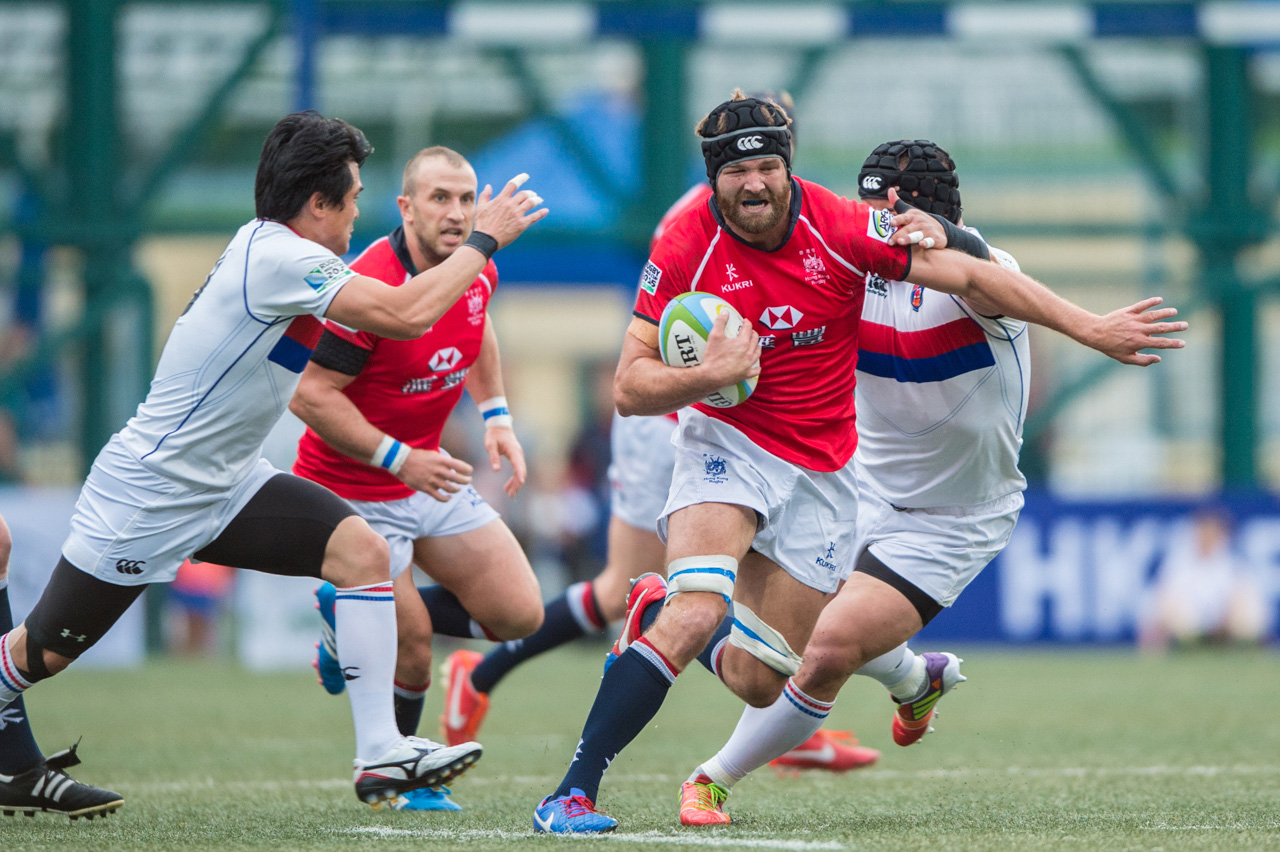 Hong Kong captain Nick Hewson leads from the front against South Korea in the Asian Five Nations: Photo: HKRFU