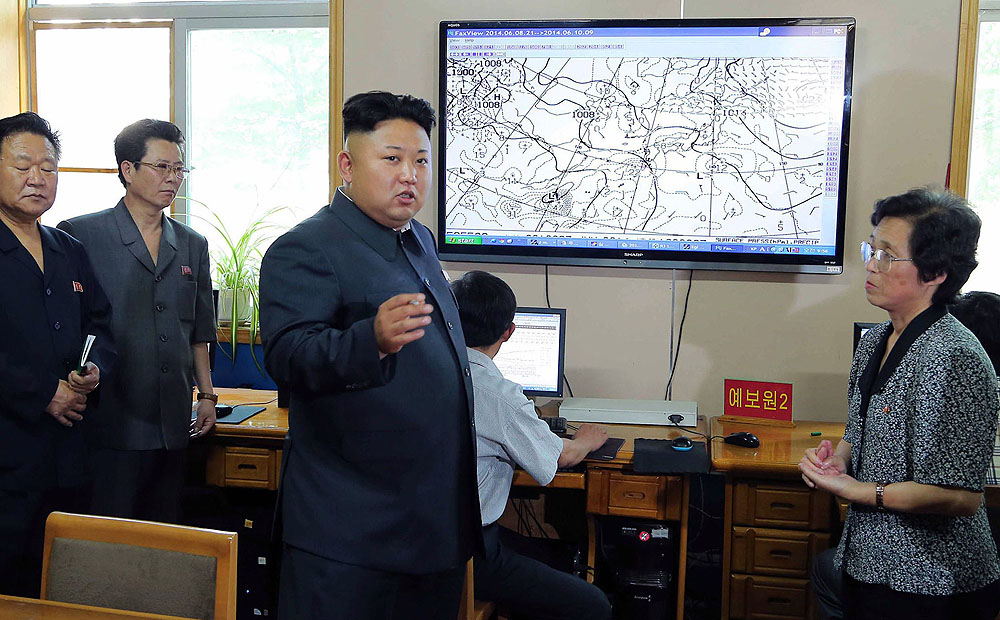 This file image shows North Korean leader Kim Jong-un inspecting the offices of the Hydro-meteorological Service in Pyongyang. Photo: AFP