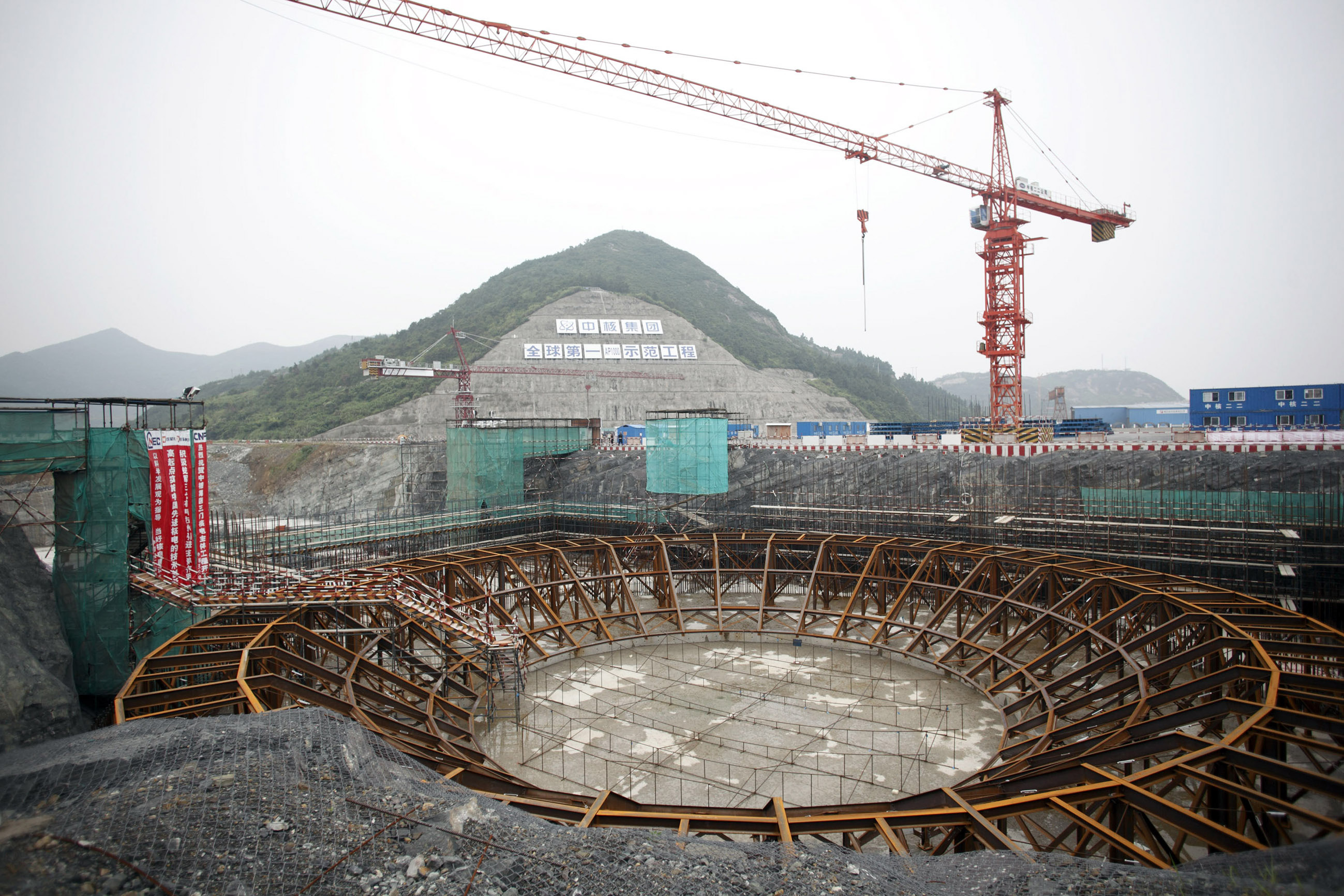 The building of one of the AP1000 nuclear reactors in Zhejiang, with technical support provided by Westinghouse. Photo: Bloomberg