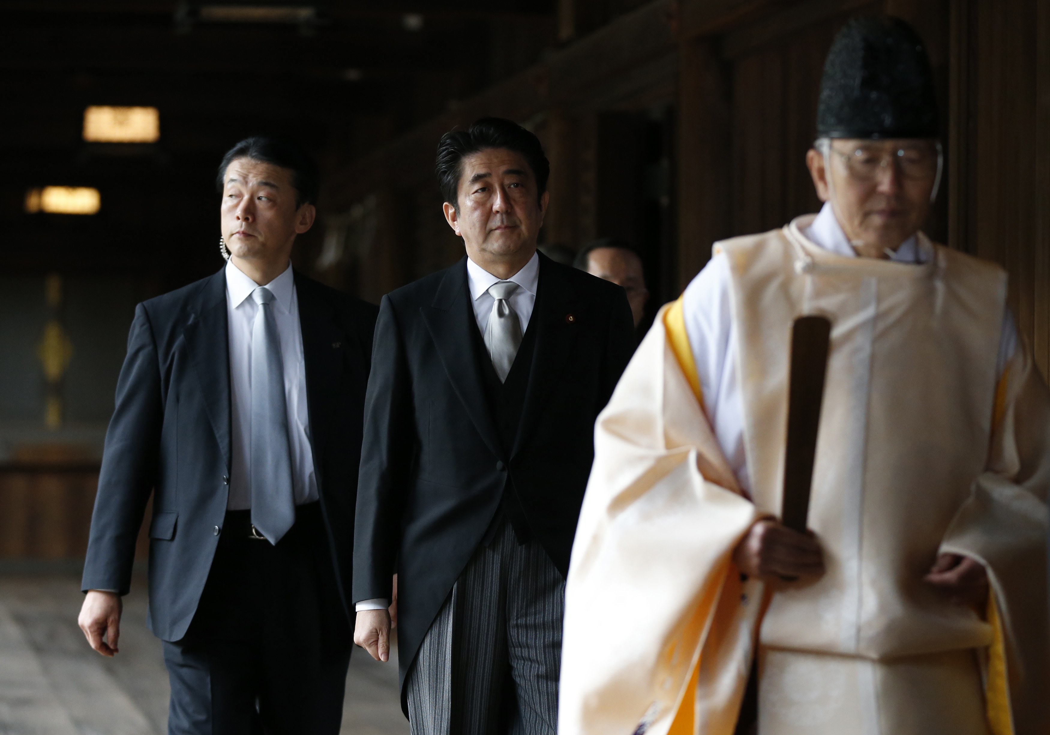 Prime Minister Shinzo Abe has been criticised for visiting the Yasukuni shrine in Tokyo, which honours Japan's war dead, including 14 convicted war criminals. Photo: Reuters