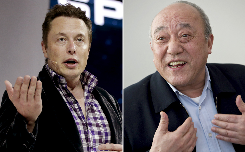 A combination photo of Tesla Motors founder and CEO Elon Musk, and Lu Guanqiu, chairman of Chinese Wanxiang. Photo: SCMP Pictures