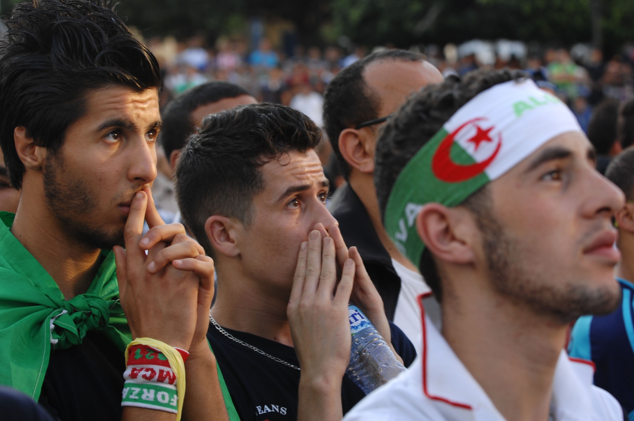 Algeria fans look stony-faced during their team's 2-1 loss to Belgium. Photo: AP