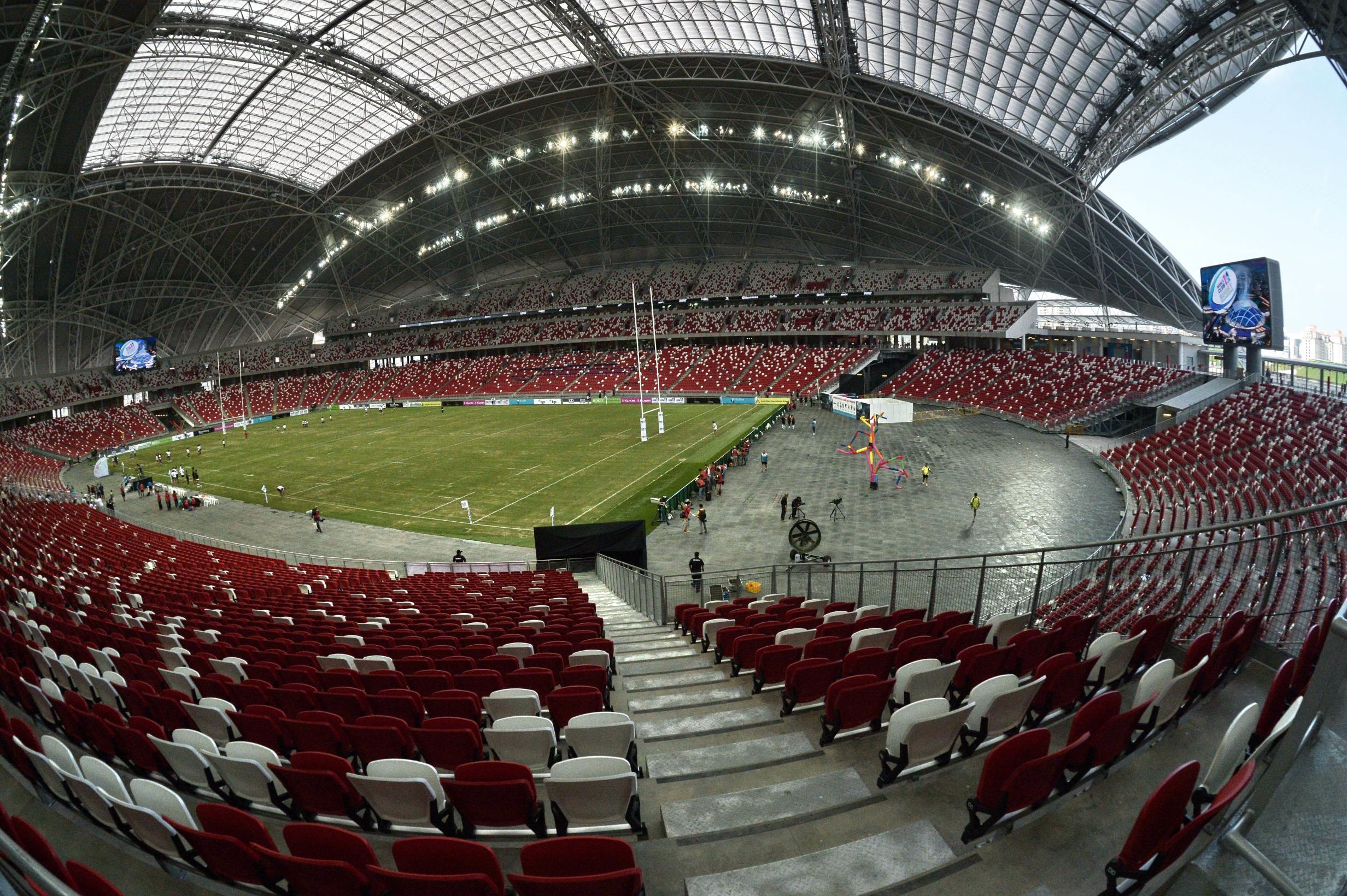 A general view of the new National Stadium in Singapore on Saturday during the inaugural World Club 10s tournament. Photo: AFP