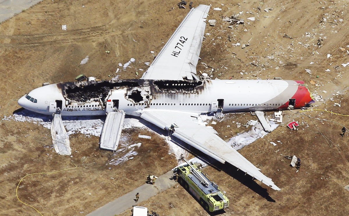 The wreckage of Asiana Flight 214 after it crashed at the San Francisco International Airport. Photo: AP