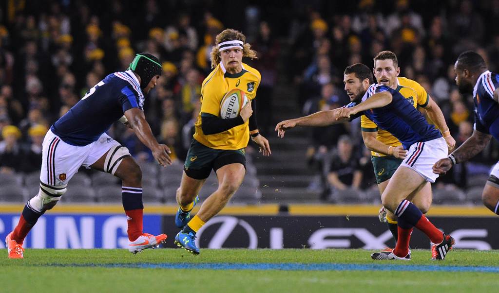 Nick Cummins in action for Australia in the second test against France in June. The Wallabies winger has been granted early release from his national team contract and will join Top League outfit West Red Sparks in Japan. Photo: AFP