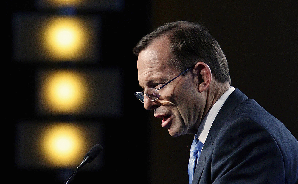 Australian PM Tony Abbott speaking in Sydney on Thursday. Photo: Reuters