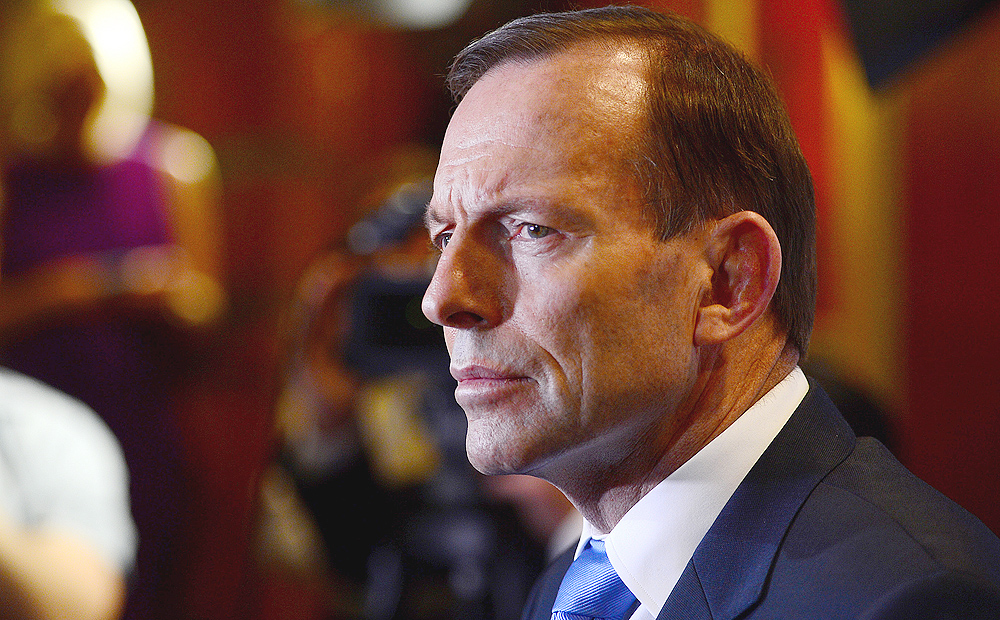 Tony Abbott attends a news conference in Sydney, Australia, on Thursday. Photo: Bloomberg
