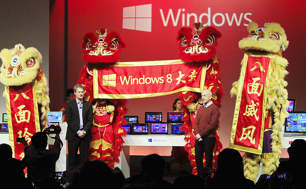 Microsoft launches its Windows 8 operating system in Shanghai in 2012. Photo: AP