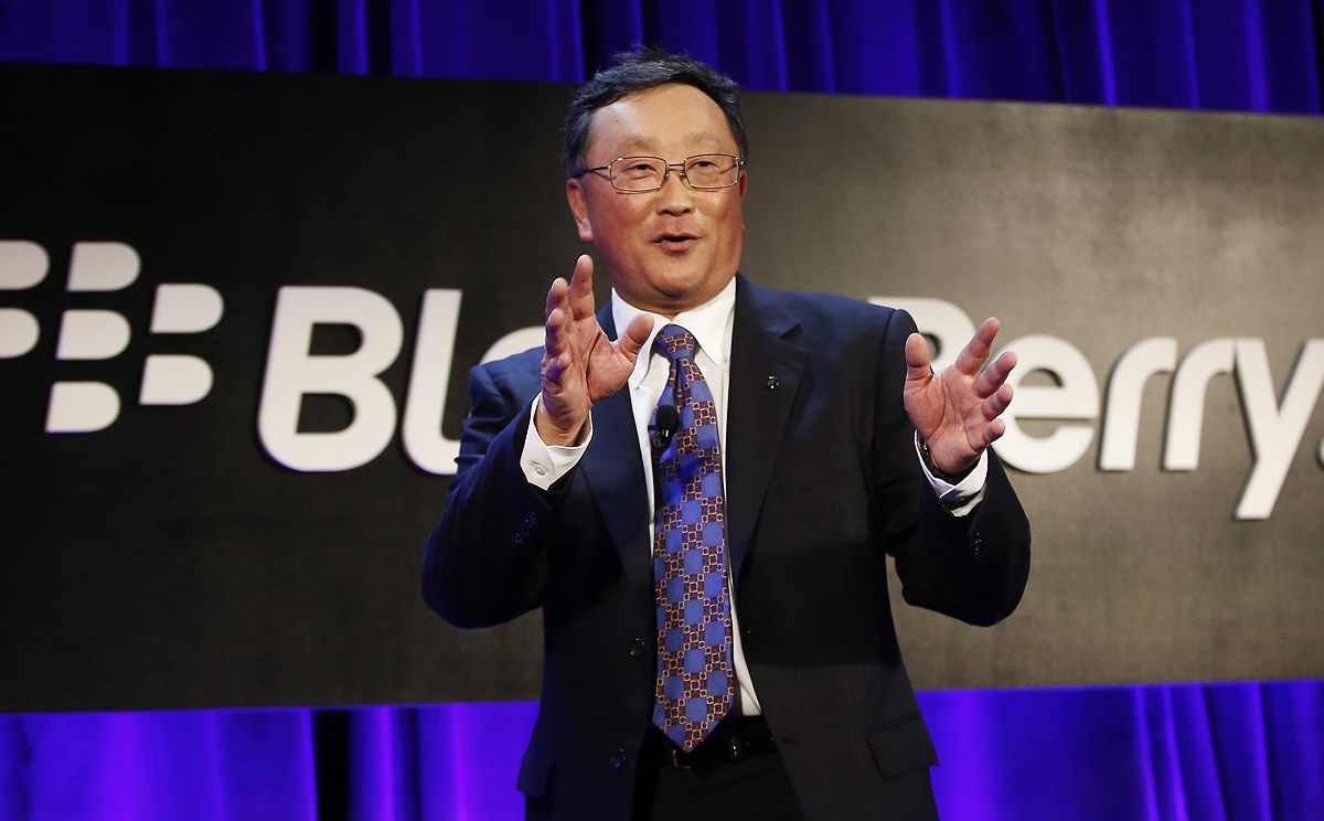 BlackBerry chief executive John Chen speaks at the BlackBerry Security Summit in New York. Photo: Reuters