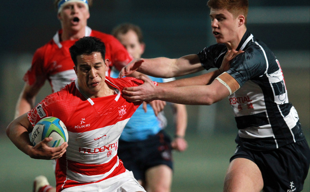 Michael Coverdale (left), in action for the Hong Kong U19s at the New Year’s Day tournament at HKFC, showed great form with the men’s national sevens squad during the recent Canadian training camp. Photo: Dickson Lee/SCMP